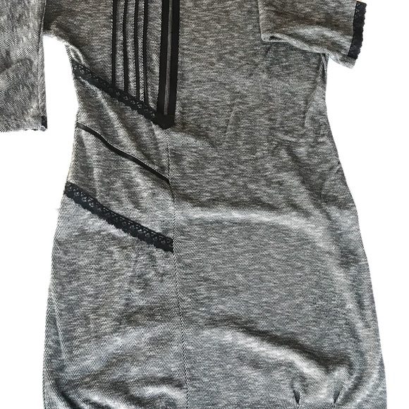 Preloved Dress size UK14 EU42 US 10 grey with black stretchy fabric - Picture 3 of 11